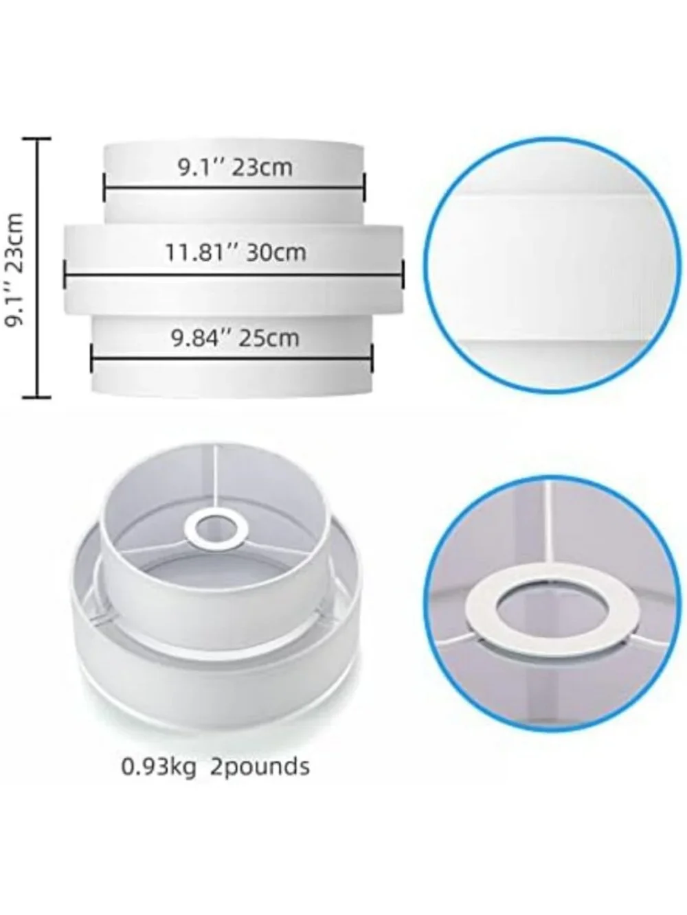 Elegant 3-Tier White Drum Lampshade for Pendant & Floor Lamp Replacement